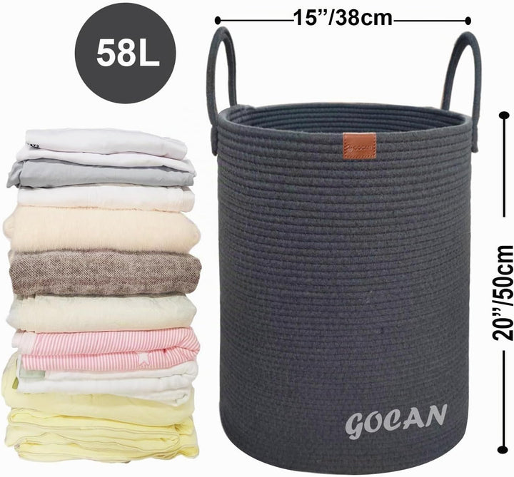 GOCAN grande alto robusto cesto Hamper lavanderia Cestini di stoccaggio tessuti per vestiti Cuscini