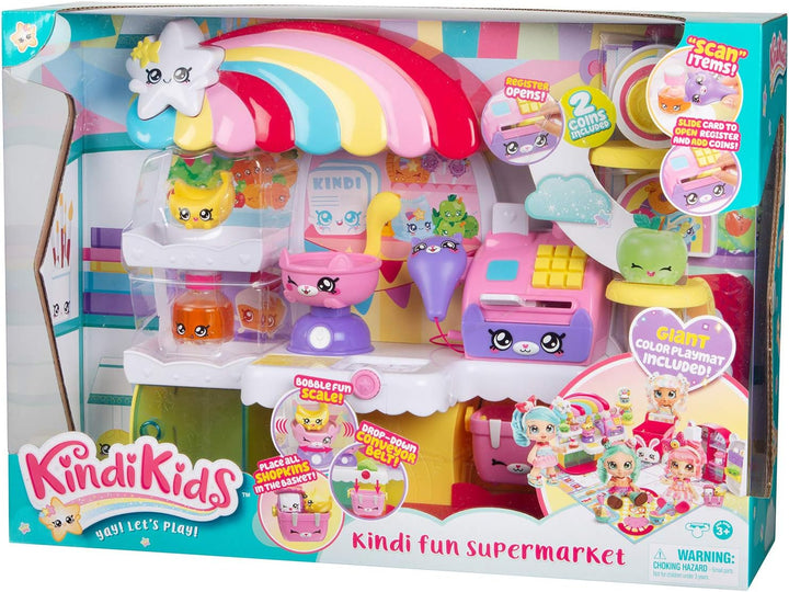 Kindi Kids 50003 Kitty Petkin-Supermarkt, 2 Shopkins und Spielunterlage aus Vinyl, Mehrfarbig Einzel