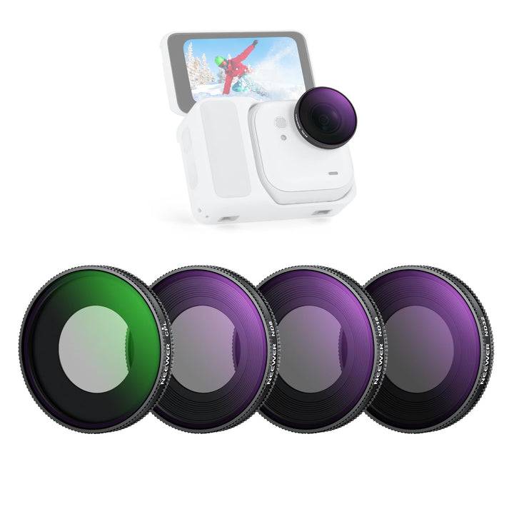 NEEWER ND Filter Set Kompatibel mit Insta360 GO Ultra (CPL/ND8/ND16/ND32), aufschraubbarer zirkulare