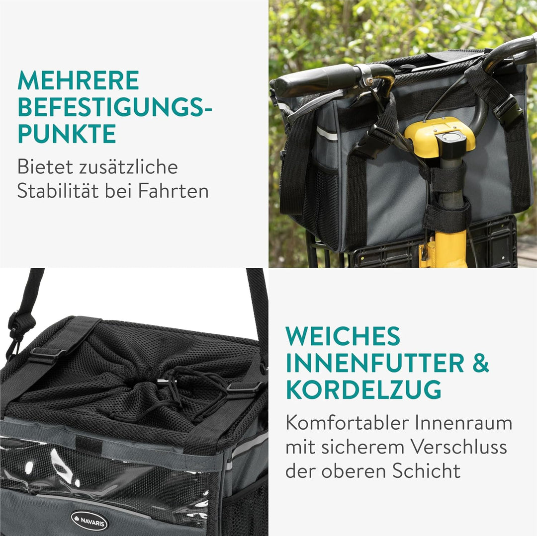 Navaris Hundekorb Fahrrad vorne - Hundefahrradkorb vorn - Fahrradkorb Hund - Für Hunde bis zu 10 kg