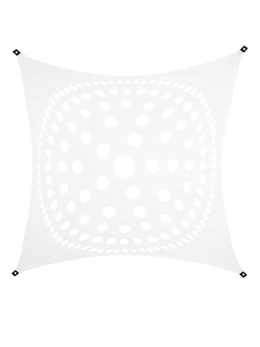 PSYWORK Schwarzlicht Segel Spandex | Mandala Dots | Weiss | 3 x 3m | UV-aktiv | Leuchtend | Wandtuch