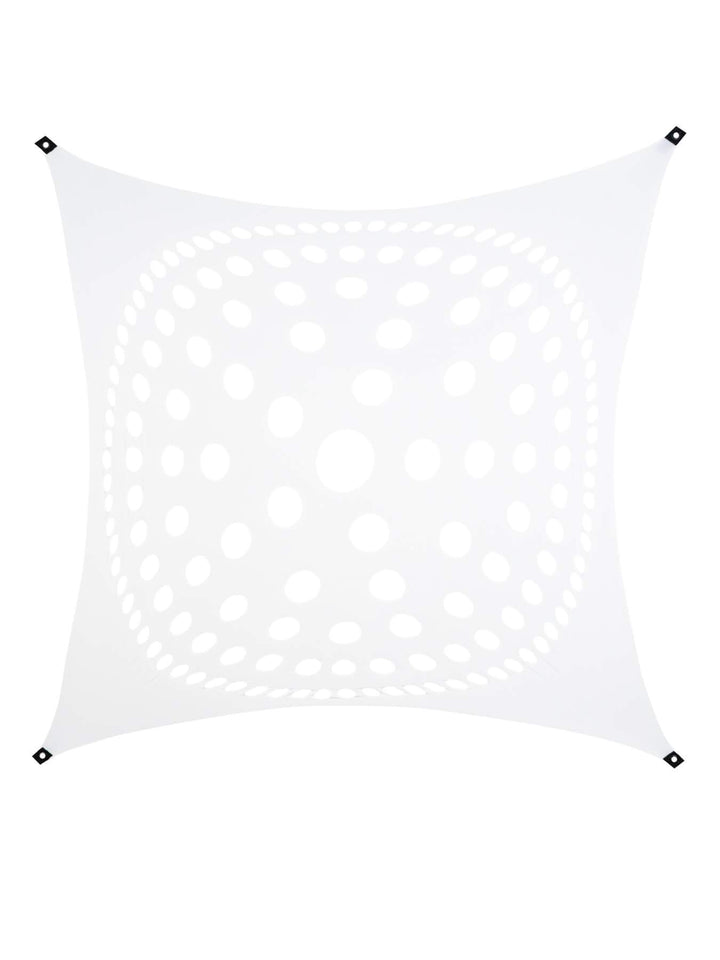 PSYWORK Schwarzlicht Segel Spandex | Mandala Dots | Weiss | 3 x 3m | UV-aktiv | Leuchtend | Wandtuch