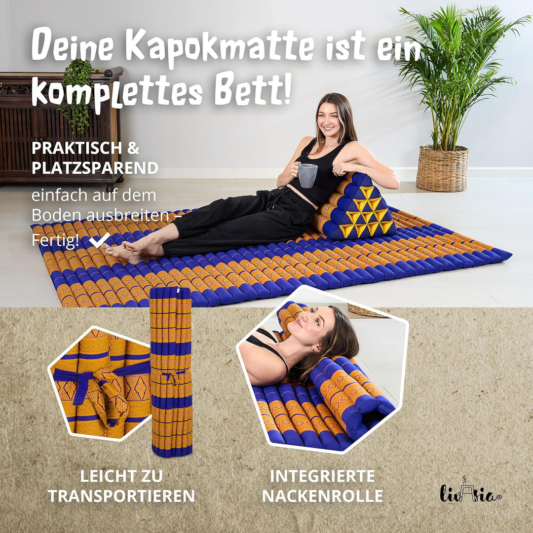 livasia Rollmatte Rollmatratze L-200x110x4,5cm, Gästebett Gästematratze 1 Person, Reisebett Kofferra