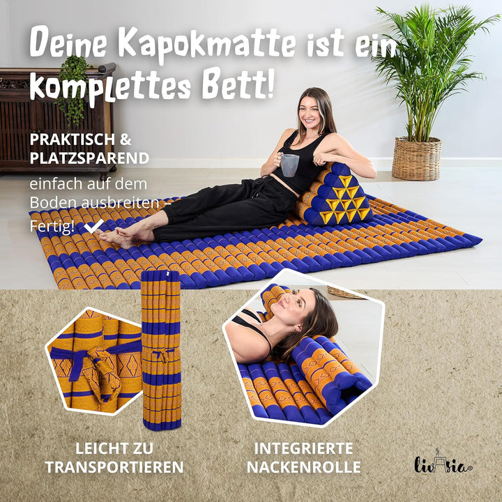 livasia Rollmatte Rollmatratze L-200x110x4,5cm, Gästebett Gästematratze 1 Person, Reisebett Kofferra