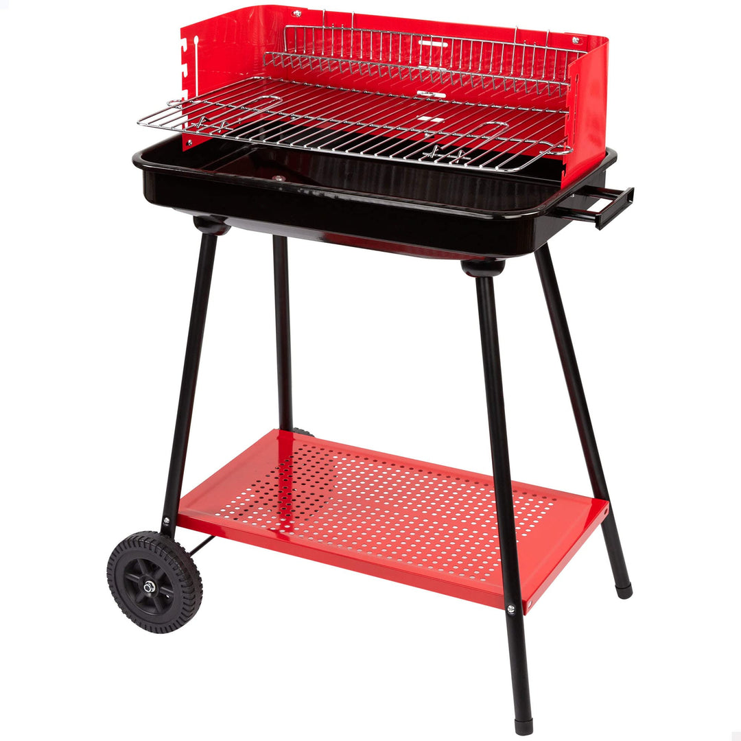 AKTIVE 52898 Holzkohlegrill, rechteckig, 66 x 44 x 85 cm, 4 Höhenverstellbar, Platz für 6 Personen,