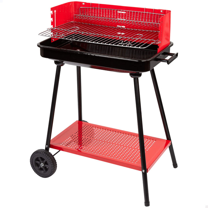 AKTIVE 52898 Holzkohlegrill, rechteckig, 66 x 44 x 85 cm, 4 Höhenverstellbar, Platz für 6 Personen,