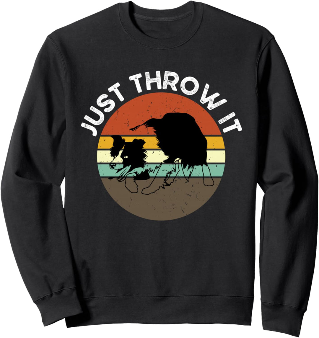 Just Throw It Border Collie Damen Retro Border Collie Besitzer Sweatshirt