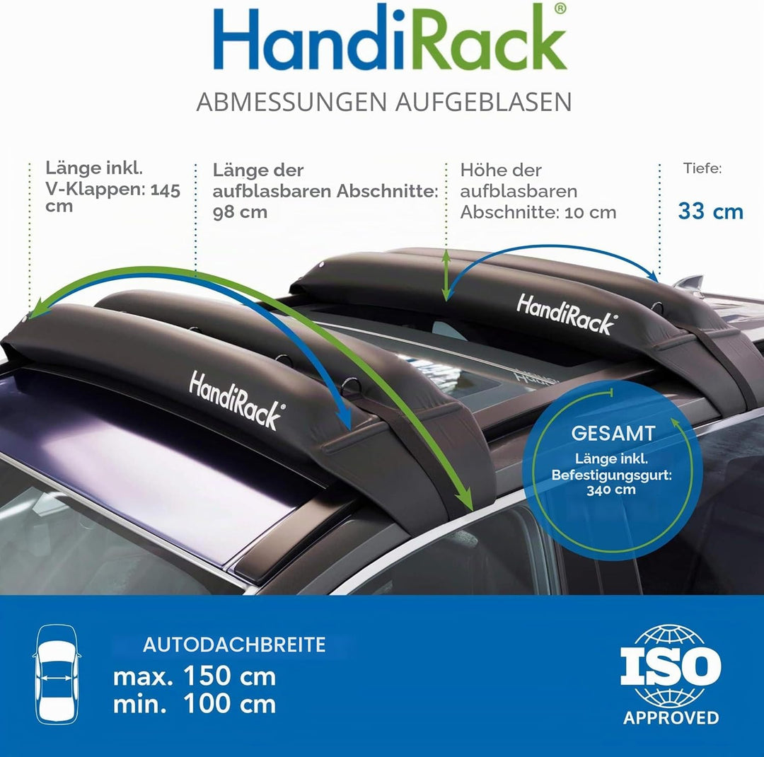 HandiWorld HandiRack Universal Dachgepäckträger für Autos; Schnellmontage Dachträger; Schwarz, H10,
