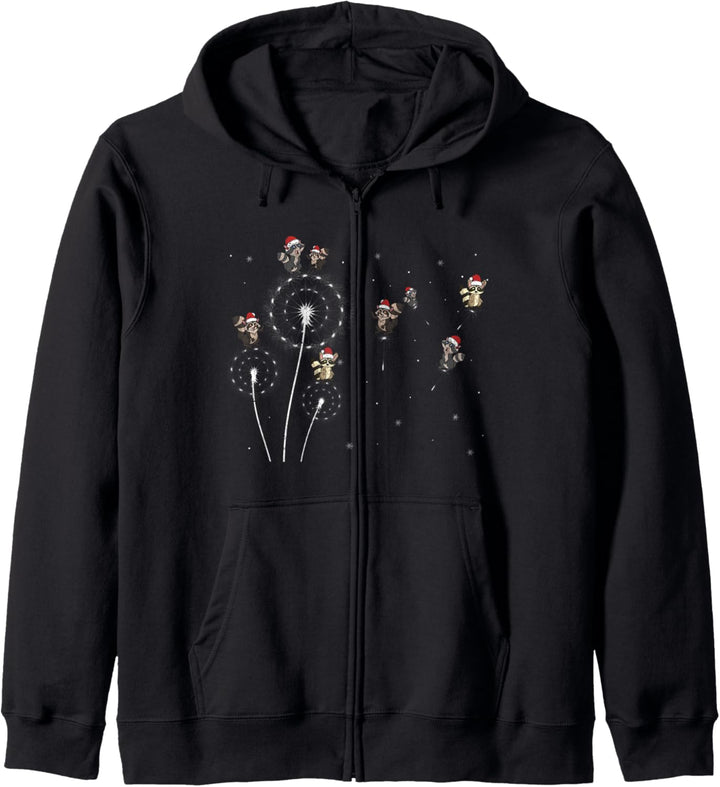 Merry Xmas Trash Panda Pusteblume Weihnachten Tier Waschbär Kapuzenjacke