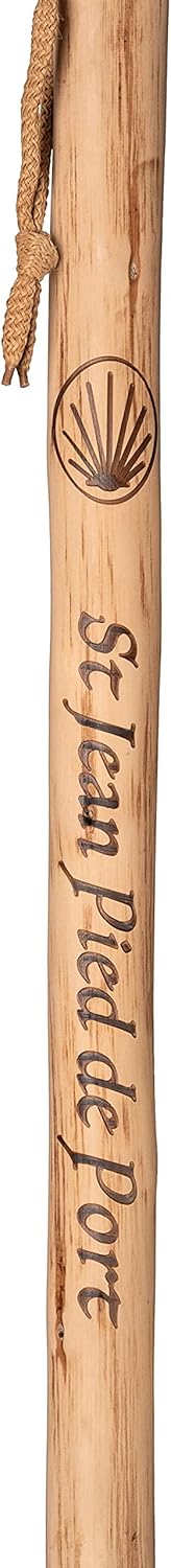 Personalisierbarer Wanderstock aus Holz, leicht und robust, mit Halteseil und Metallkappe, 125 cm