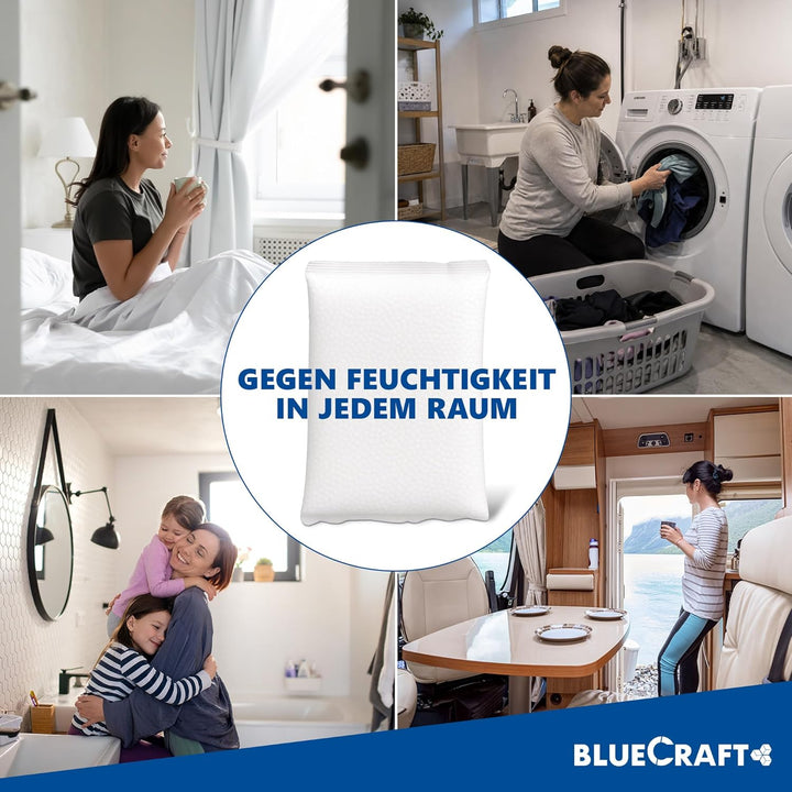 Bluecraft - 10x 1kg Luft-Entfeuchter Granulat Nachfüllpack im Vliesbeutel Raumentfeuchter ohne Strom