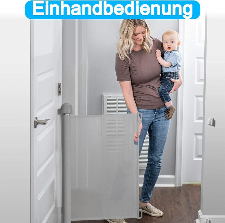 FIVMEN Treppenschutzrollo Türschutzgitter 180cm Treppenschutzgitter ausziehbar Tür- &amp; Treppengitter
