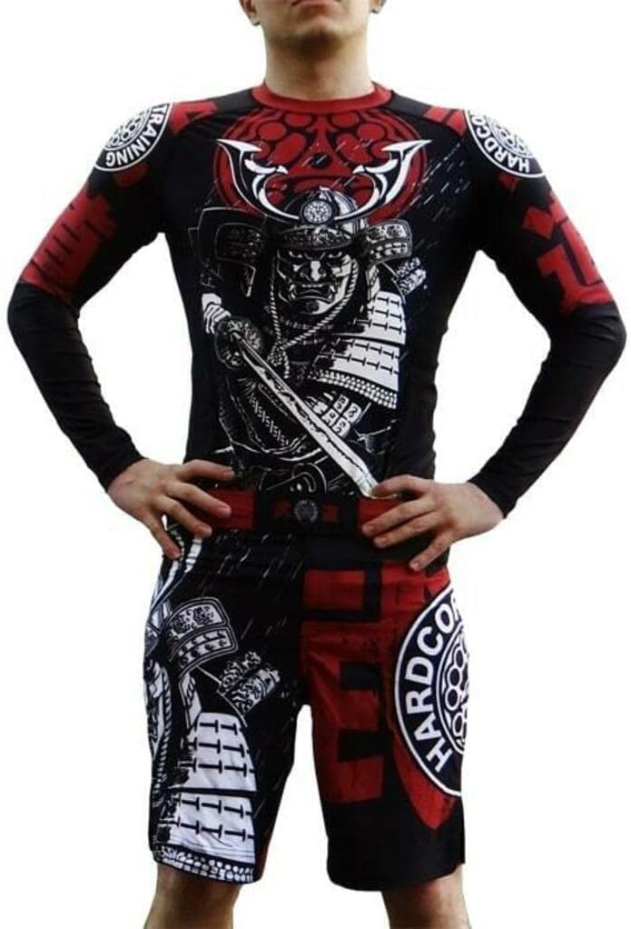 Hardcore Training Rash Guard Men's Kompressionshemd Herren Lange Ärmel Grappling Jiu Jitsu MMA Fitne