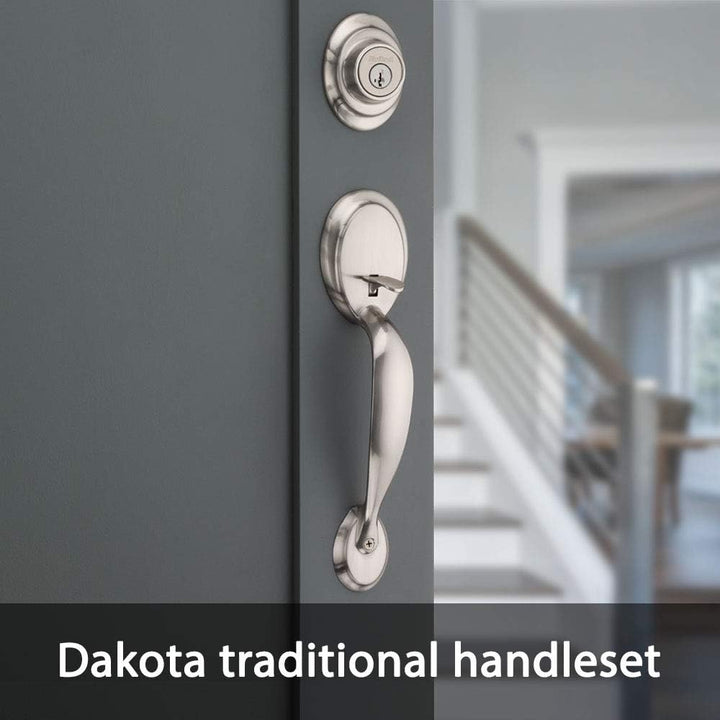 Kwikset 96870-090 Dakota Einzylinder-Griffe mit Poloknauf mit SmartKey in satiniertem Nickel (Metall
