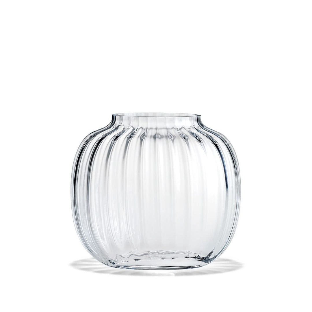 Holmegaard Ovale Vase H17.5 Primula optisches Muster mundgeblasenem Glas, klar 17,5 cm Durchsichtig,