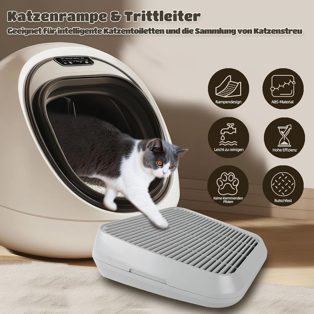 Katzenrampe für Katzentoilette, Katzen-Trittleiter mit Filterfunktion, doppellagige, waschbare und l