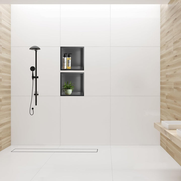 Wandnische Dusche - Wall-Box One Gun Metal - Moderne Duschablage aus Edelstahl - Teflonbeschichtet,
