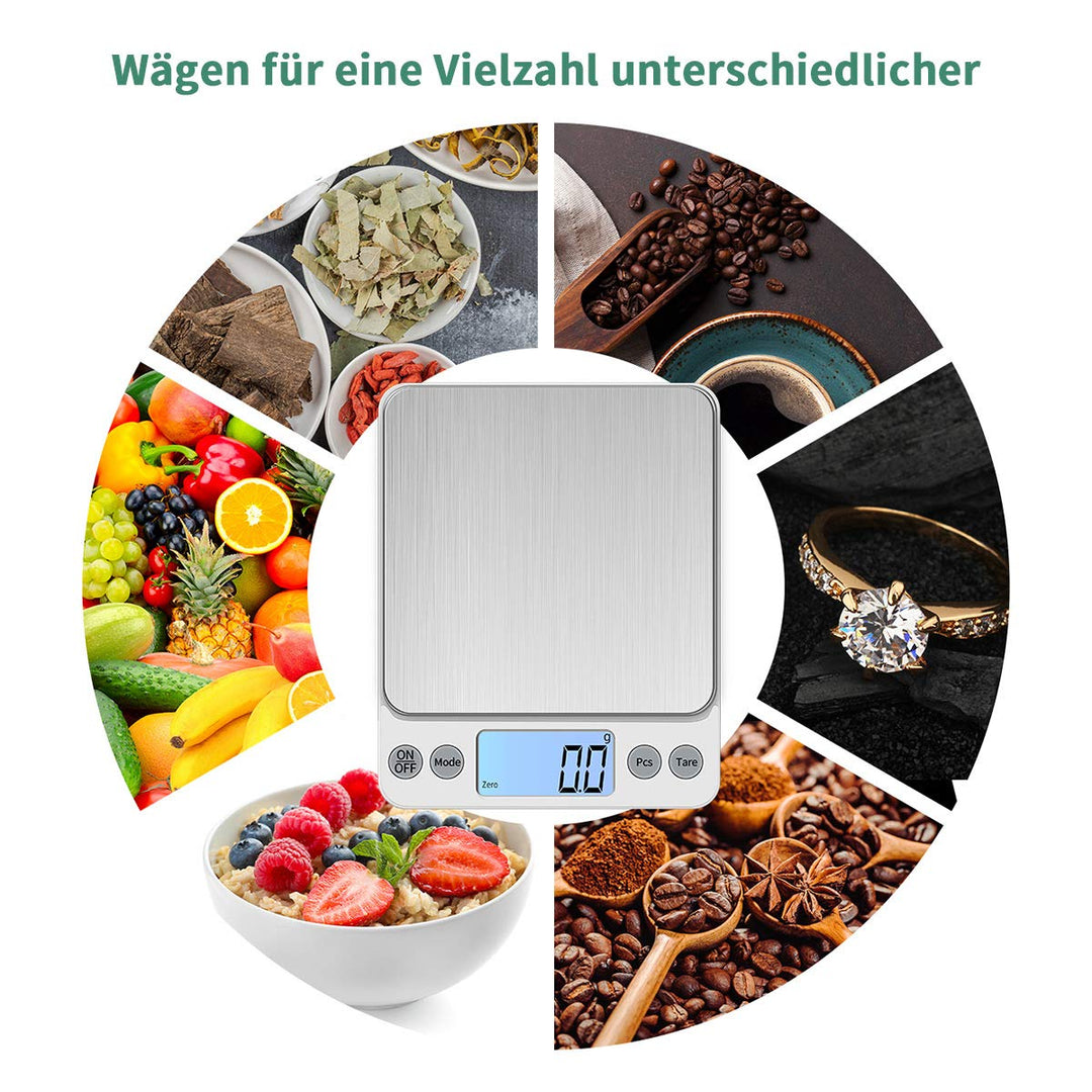 KUBEI Upgrade Gross Digitale Küchenwaage USB Aufladen,5kg/0.1g Hochpräzise Digitalwaage Haushaltswaa
