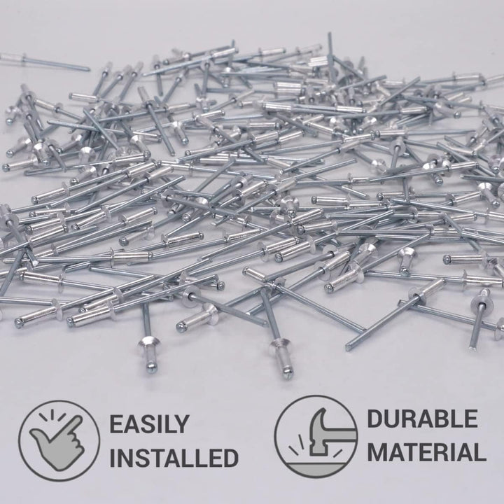 SKIR'CO (1000 Stück) Aluminium Senkkopf Blindnieten 3,0 x 10 mm, Stahldorn, Popnieten 1000 3.0 x 10