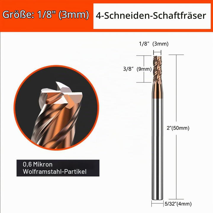 ASNOMY 5 Stück 3mm VHM Fräser Schaftfräser Hartmetal, AlTiN beschichtet 55 HRC 4 Schneiden, bohren,