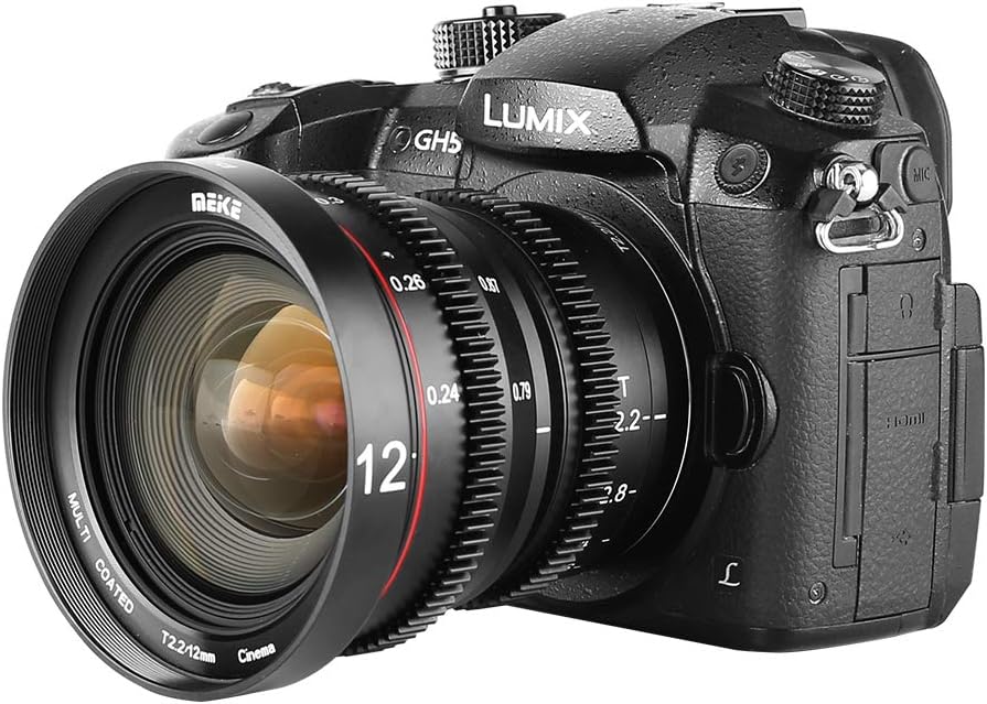 Meike 12mm T2.2 Manual Focus Wide Angle Fixed Prime Cinema Lens for M43 Micro Four Thirds MFT Mount