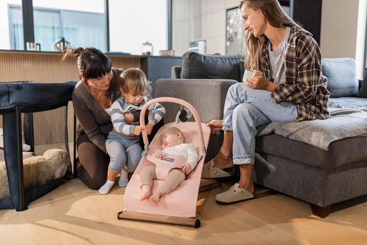 Tulano Moon 30 - Babywippe - Babyschaukel für Kleinkinder - Rose | Maximales Gewicht 9 kg - Spielbog