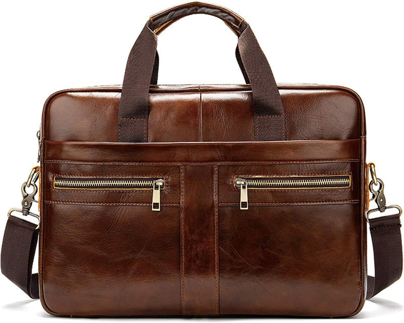 FANDARE Herren Laptop-Aktentaschen Leder Handtasche Business Umhängetasche Wasserdicht Crossbody Mes
