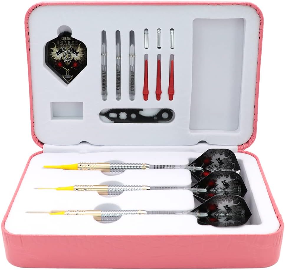Cuesoul 16 Grams Deluxe Soft Tip Darts Set with Luxury Case（Dragon Series） JL-STL-B1107+D601, JL-STL