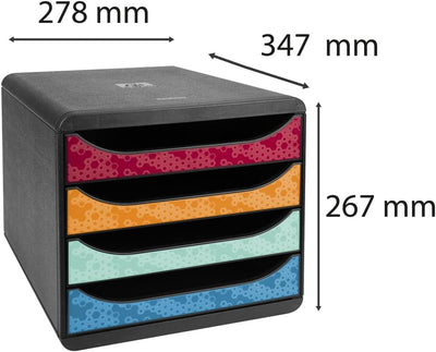 Exacompta 3104249D Premium Ablagebox MAIA mit 4 Schubladen für DIN A4+ Dokumente. Belastbare Schubla