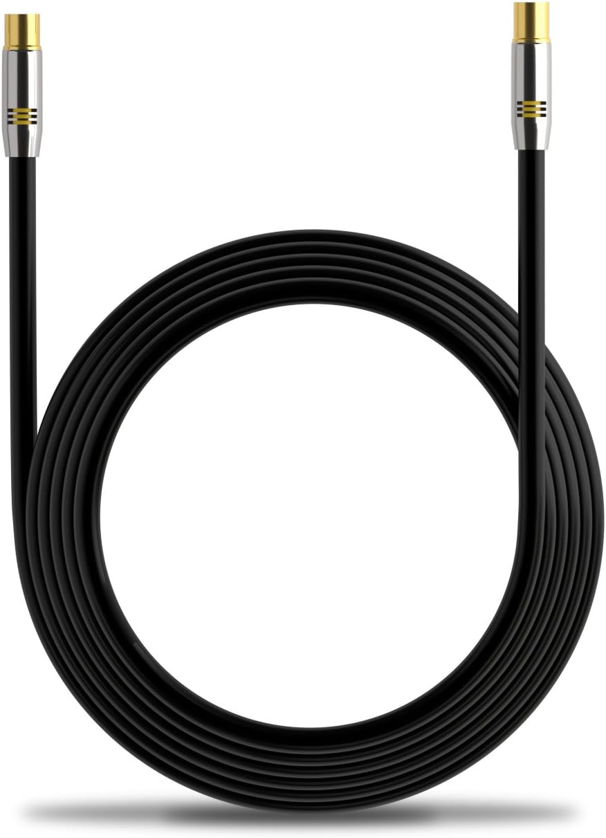 deleyCON 10m TV Antennenkabel Koaxialkabel TV Kabel HDTV FULL HD - TV-Stecker zu TV-Buchse - Metalls