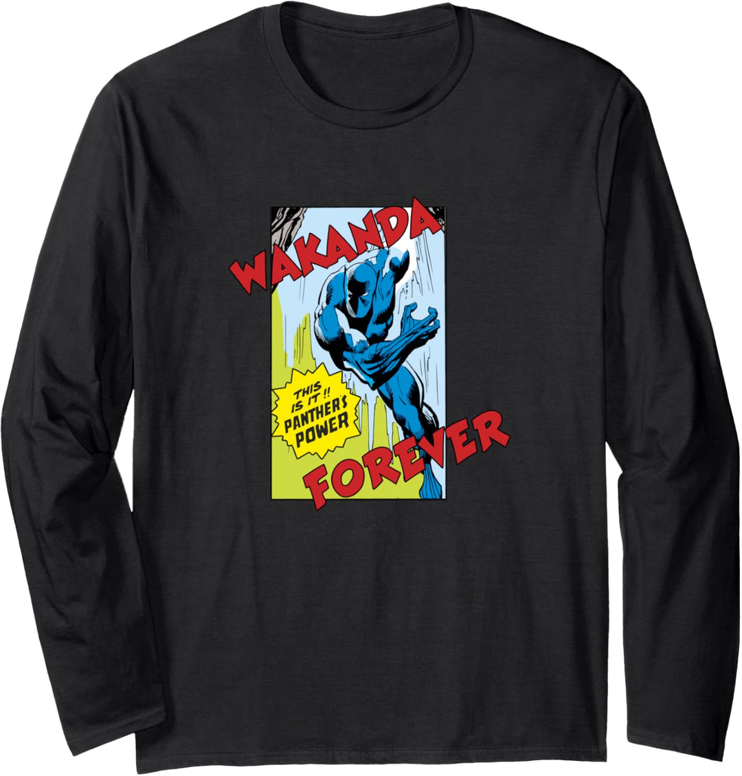 Marvel Black Panther Vintage Comic Poster Langarmshirt