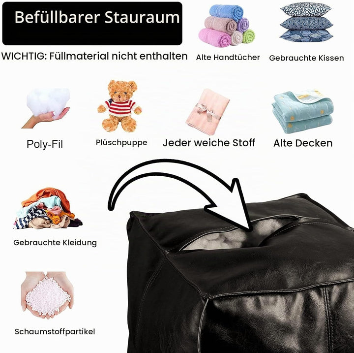 Louis Donné Ungepolsterter Ottoman Pouf Bezug,17.7" Square Pouf Ottoman Fusshocker Sitzsack für Spei