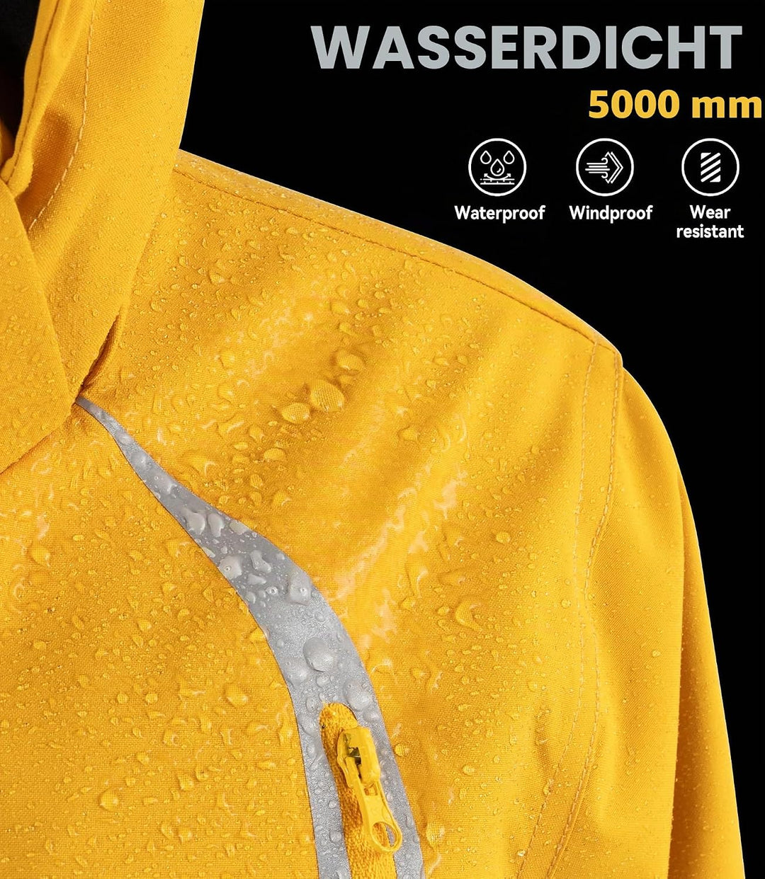 YoungSoul Kinder wasserdichte Regenjacke mit Abnehmbarer Kapuze 104-110 Gelb, 104-110 Gelb