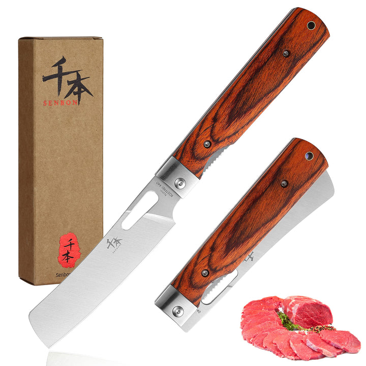 SENBON 440A Camping Kochmesser Edelstahl Ultrascharfes japanisches stil faltbares Küchenmesser Obstm