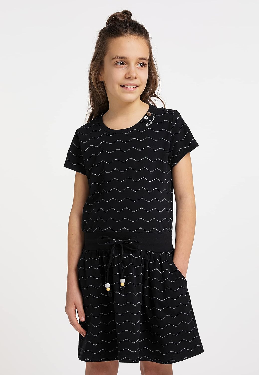 Ragwear Mädchen Kleid MAGY Zig ZAG Sommerkleid in sommerlichen Farben aus weicher Baumwolle, 128 Sch
