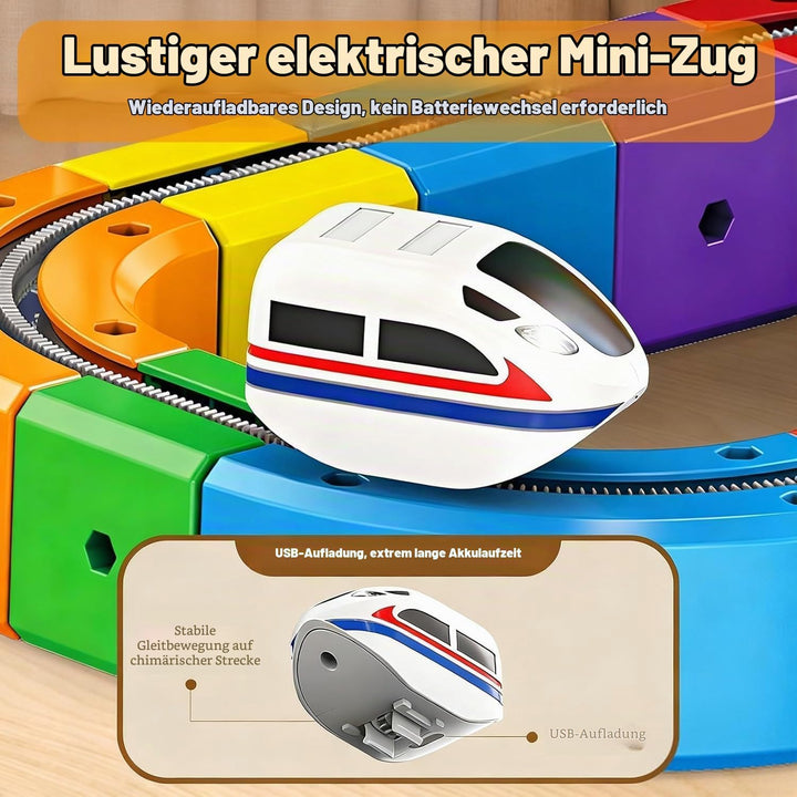 81 stück Clickrail Electric Train Set Flexible Rennstrecke, DIY Cube Track Block Zug mit Schwerkraft