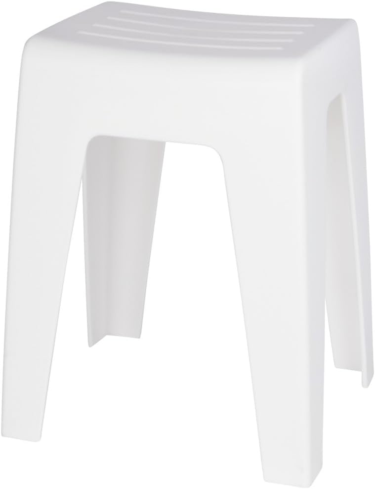 WENKO Badhocker Kumba Weiss - Hocker, Sitzhocker, Wohnhocker, Polypropylen, 38 x 47 x 32 cm, Weiss,