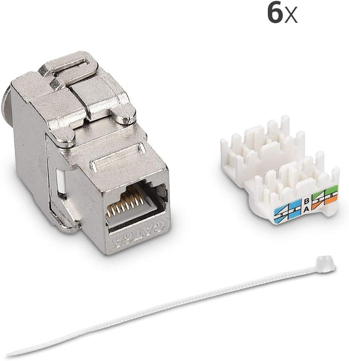 kwmobile 6X Keystone Modul für CAT 6A Kabel - 10 Gbit/s geschirmt Metall Gehäuse Schnappverschluss -