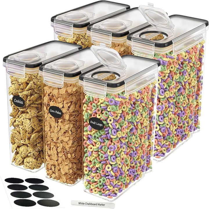 Müsli-Aufbewahrungsbehälter, 4 l, luftdichter Klappdeckel, BPA-frei, transparenter Kunststoff mit Et