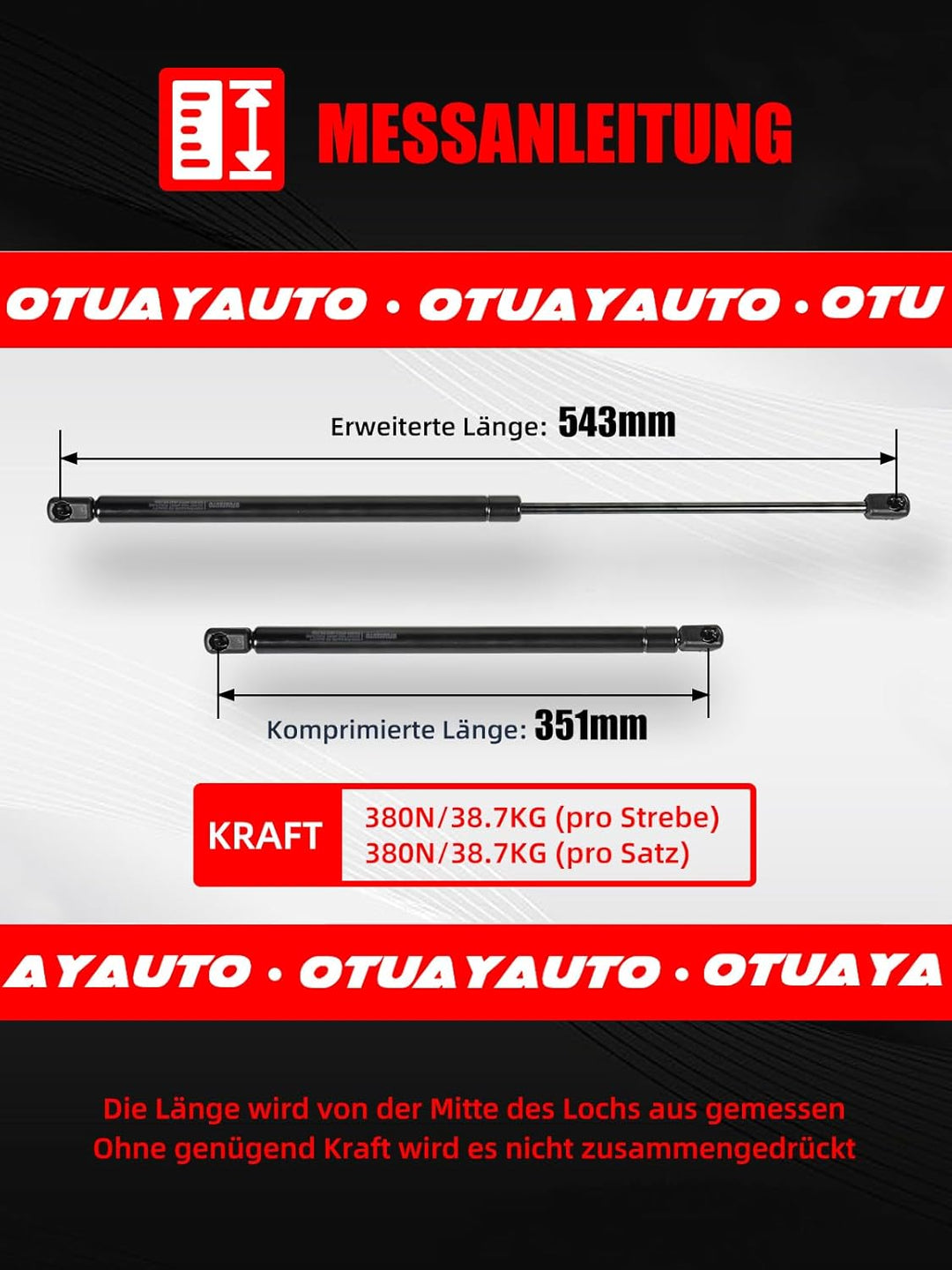 Gasfeder Dämpfer Heckklappe 470 N Kompatibel mit 3er E91 2005-2012, OTUAYAUTO 2 X Heckklappendämpfer