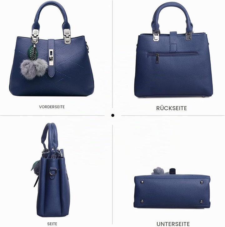 NICOLE &amp; DORIS 2024 Neue Frauen Tasche Damen Leder Handtasche Mode Umhängetasche Mit Pompon abnehmba