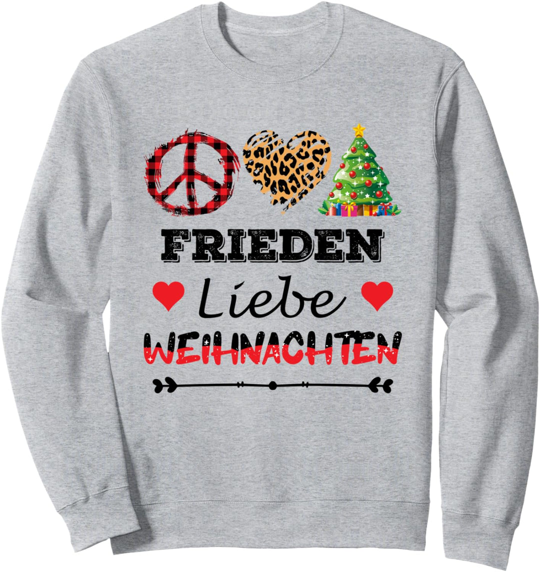 Weihnachtsoutift Damen Frieden Liebe Weihnachten Statement Sweatshirt