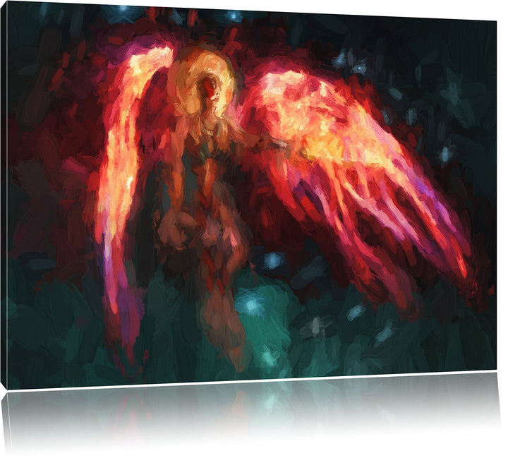 Pixxprint Alien Teufel im Weltraum Kunst Pinsel Effekt, Format: 100x70 auf Leinwand, XXL riesige Bil