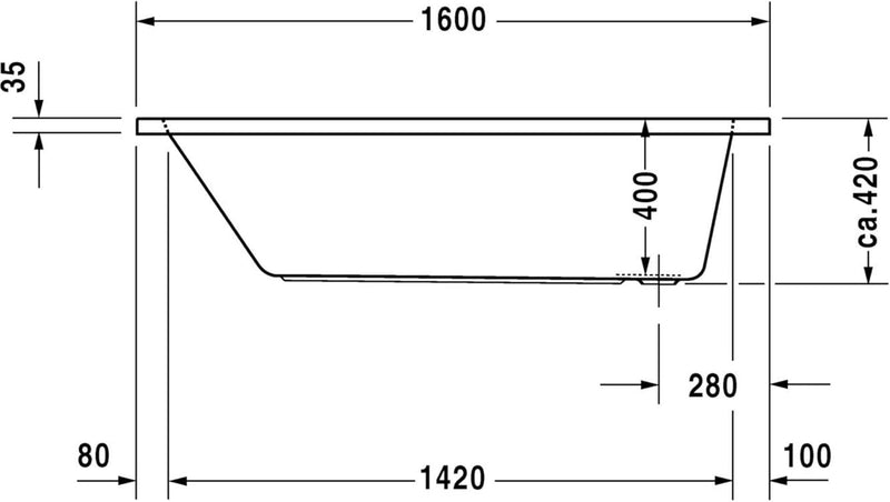 Duravit D-Code Rechteckige Badewanne, D-Code, 1600 mm, 100 l, Weiss