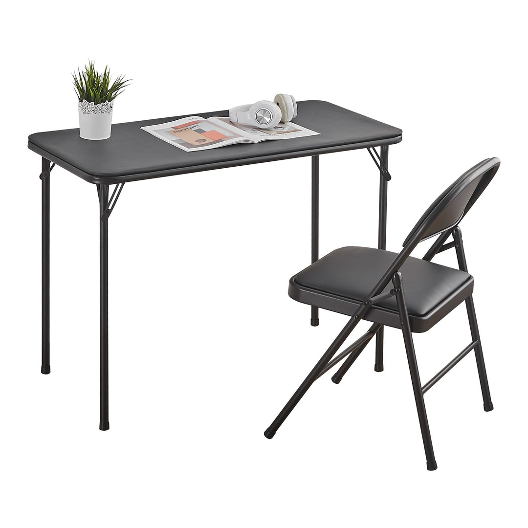 BOOSDEN Klapptisch und Klappstuhl, Schmal Schreibtisch mit Stuhle, Essgruppe, Klapptisch 46.5X97X70c