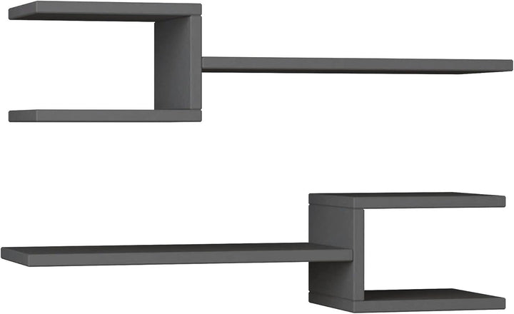 Modernes Wandregal Set mit 2 Regalen | Einzigartiges Gabeldesign | Wohnzimmer, Büro, und mehr | Buch