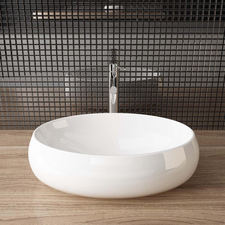 Waschbecken24 | Premium Waschbecken mit Lotus-Effekt für das Badezimmer und Gäste-WC (48x34x14cm, We
