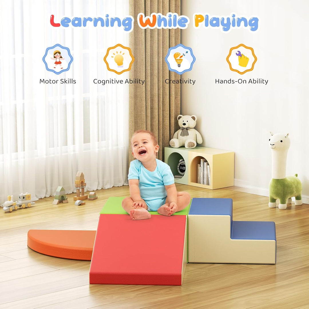 STYPLZ Schaumstoff Bausteine Kinder,Soft Play 4stk Softbausteine Klettern Riesenbausteine Motorik Gr