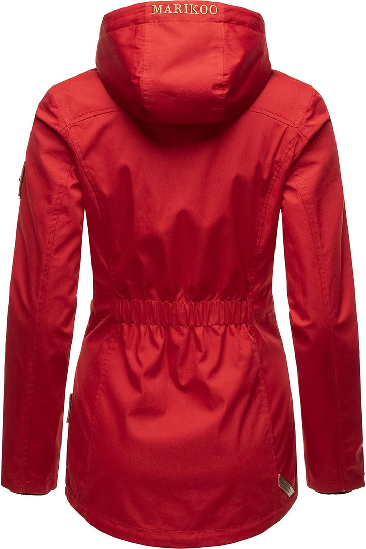MARIKOO Damen Parka Übergangs-Jacke leicht gefüttert mit Kapuze Babetaa S Cherry Red, S Cherry Red