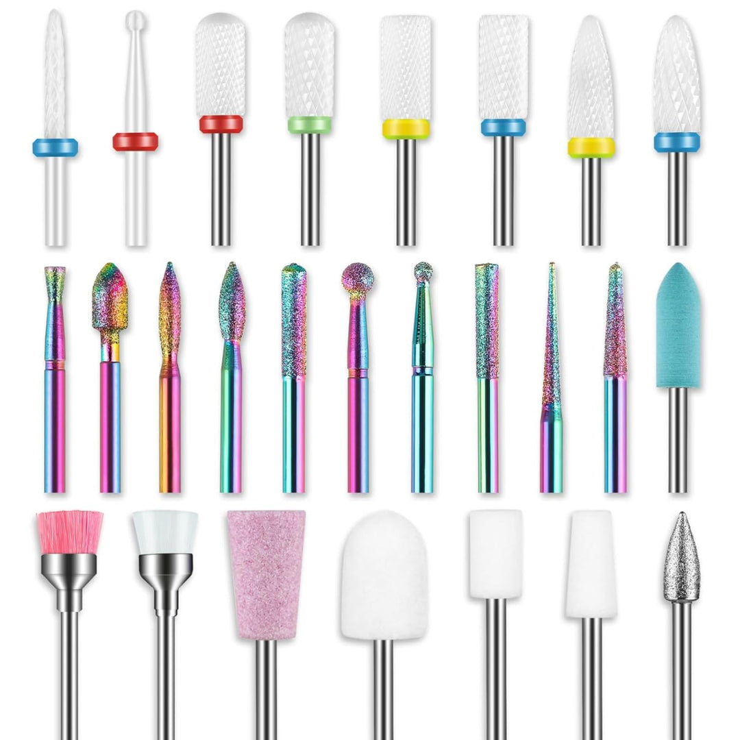 26Stück Nagelfräser Bits Set, 3/32'' professionelle Keramik-Nagelfräser Aufsätze für Nagelbohrer, Di